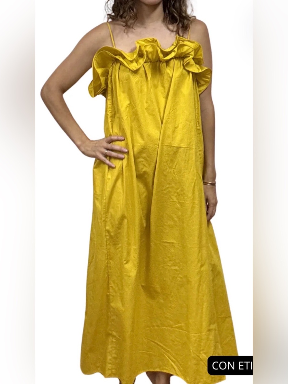 H&M Yellow Ruffle-Trim Maxi Dress
